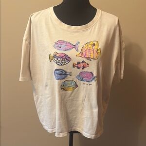 Life Is Good Short Sleeve Tee with Fish Design